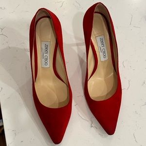 Jimmy Choo Red Suede Pumps size 38